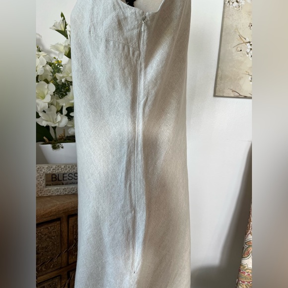 LANDS’ END WOMEN SLEEVES LINEN MIDI DRESS SIZE 12 COLOR NATURAL - Picture 5 of 9